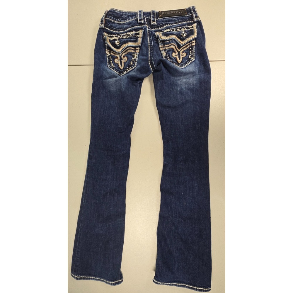 Rock Revival Kai B12 Jeans Womens 24 Bootcut Embroidered Flap Pocket Y2K
